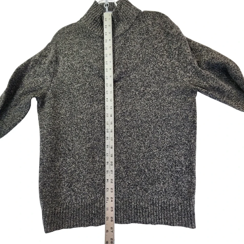 J.Crew Mens Large Grey Quarter Zip Sweater Lambswool Marled‎ Knit Classic Winter